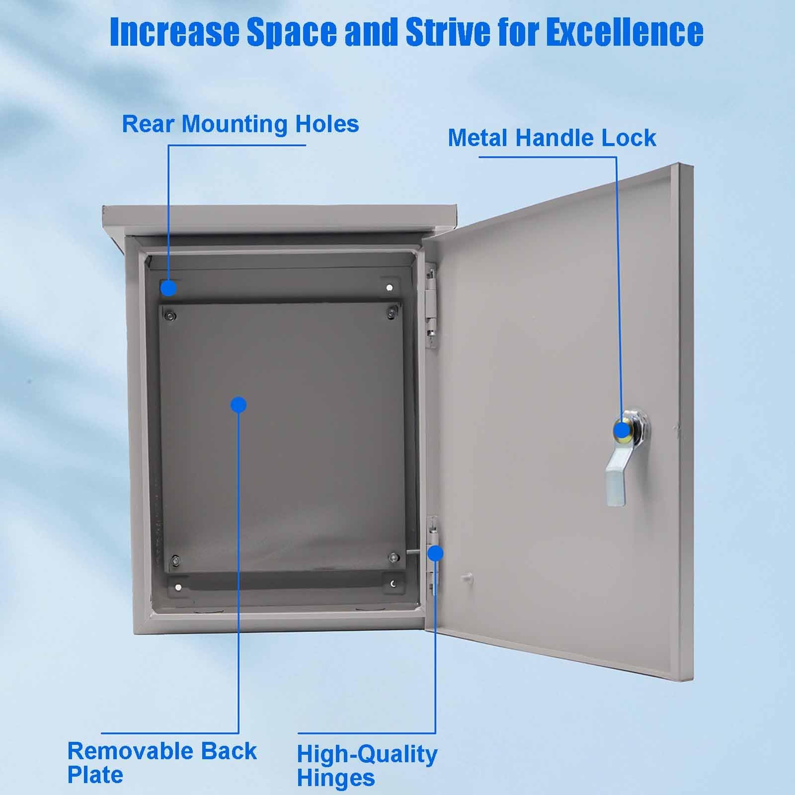 Caja Estanca Exterior Electrica, Caja Conexiones Exterior para Interiores y Exteriores con Cerradura y Placa de Montaje para Montaje en Pared(25x30x15cm/10x12x6in)