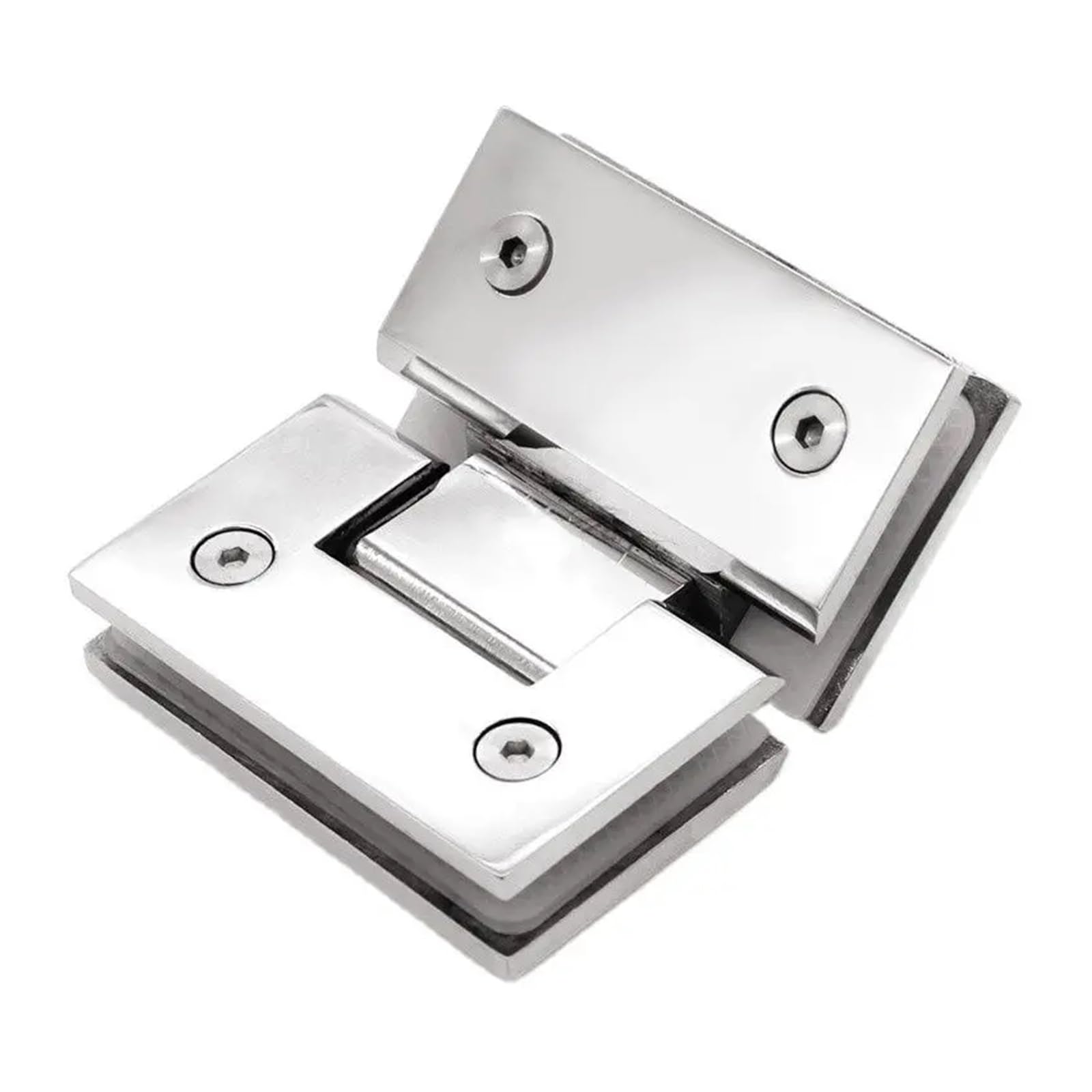 Padgcnor Silver Bathroom Glass Door Hinges 3Pcs 135 Degree Square Bathroom Glass Hinge Stainless Steel Rimless Shower Room Door Clip Gate Clamp