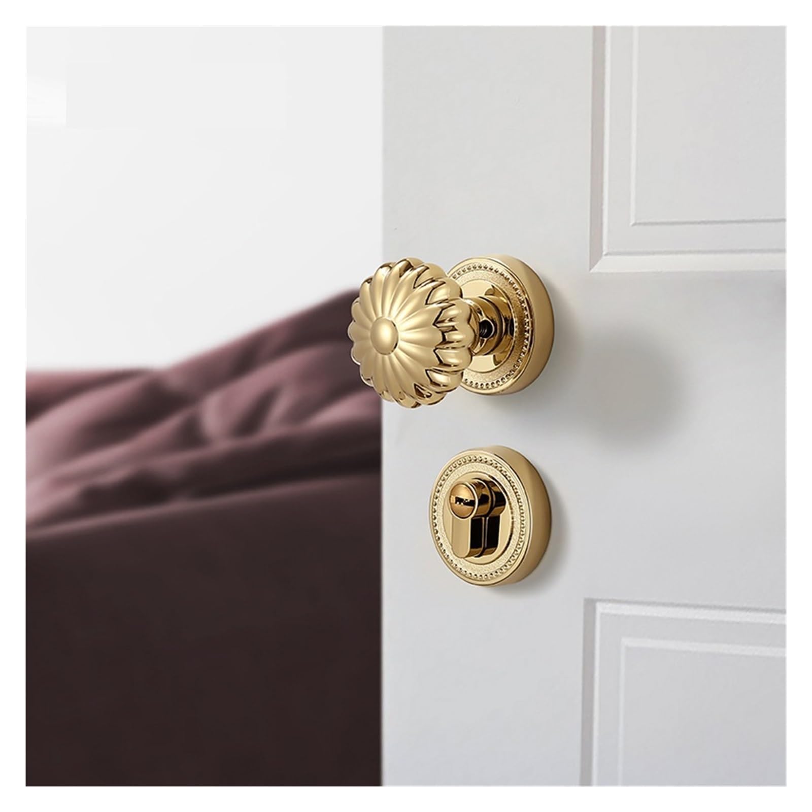 NYRXRYTCA American Golden Light Luxury Ball Lock Indoor Door Lock French Bathroom Silent Bathroom Bedroom Door Lock(Gold,Silent lock)