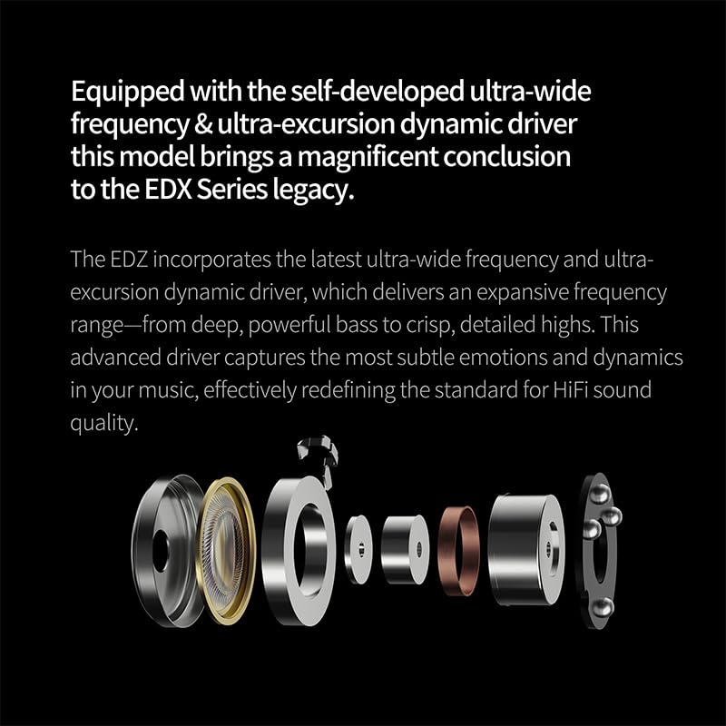 KZ EDZ Monitor intraural, los auriculares con cable Ultimate EDX Evolution, detalle de estudio y potente IEM de graves con micrófono doble, cable empotrado desmontable de 2 pines para
