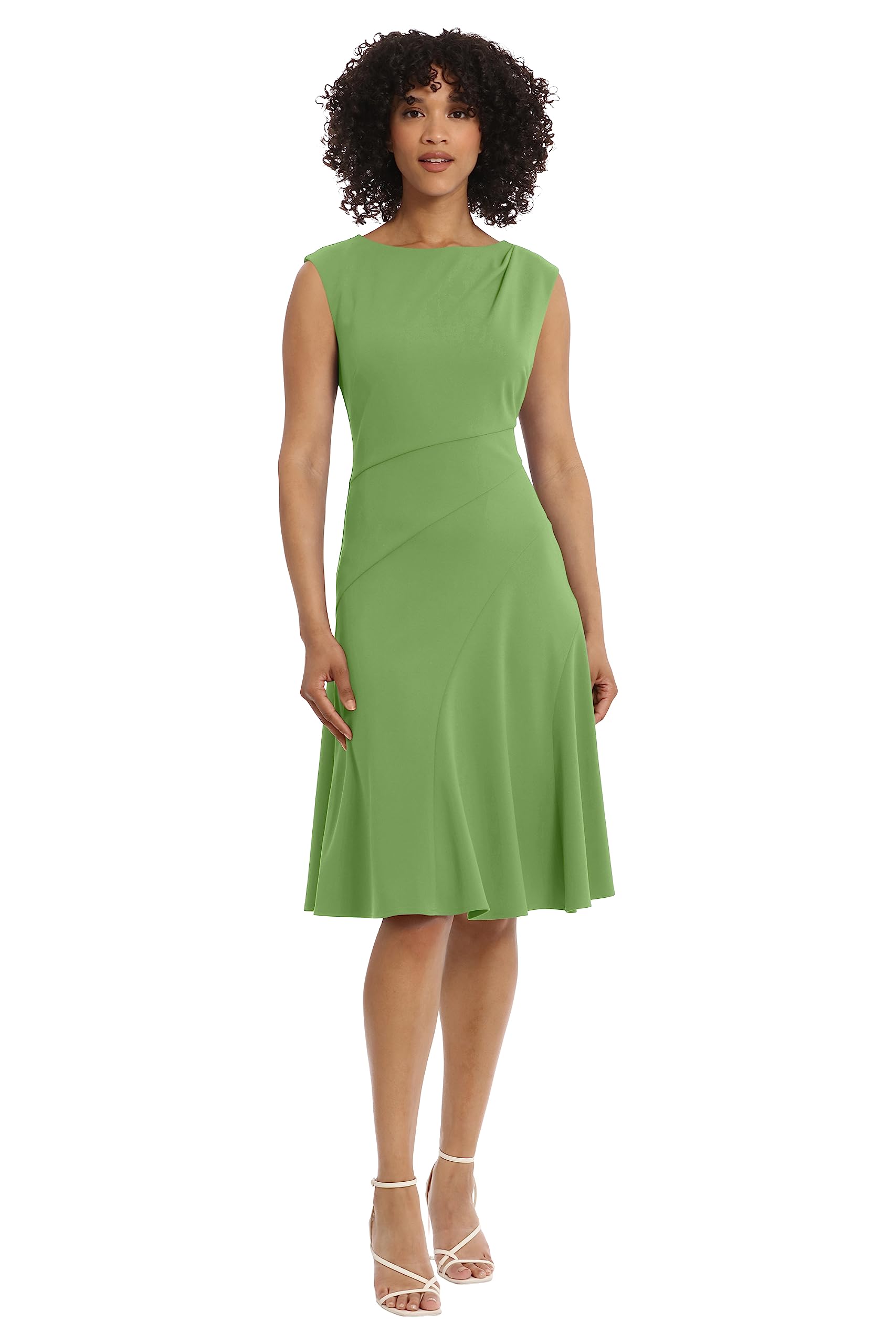 Maggy London Womens Sleeveless Fit and Flare with Pleat Tuck and Seaming Details Work Career Event Guest of