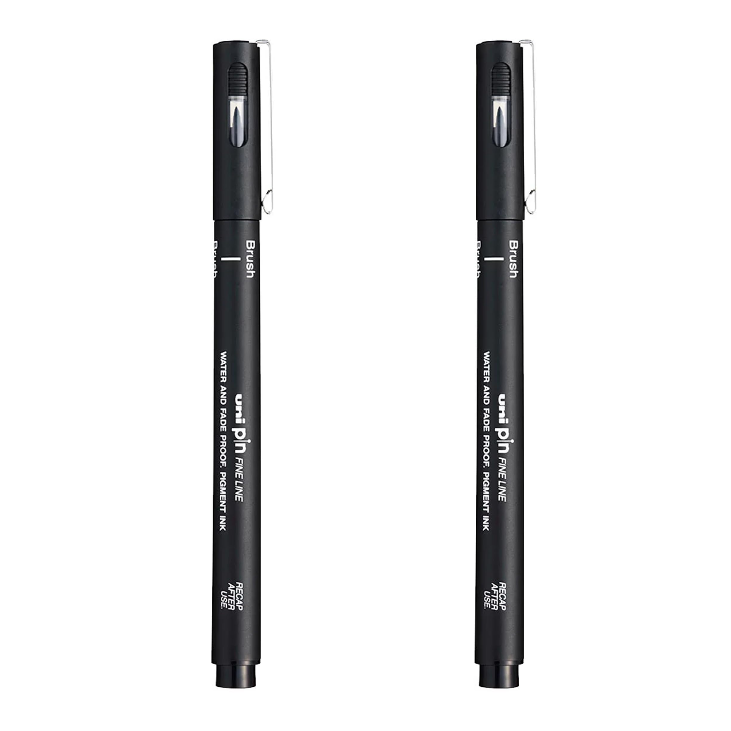 Uni Pin Fineliner Drawing Pen - Black - Brush Nib - Pack of 2