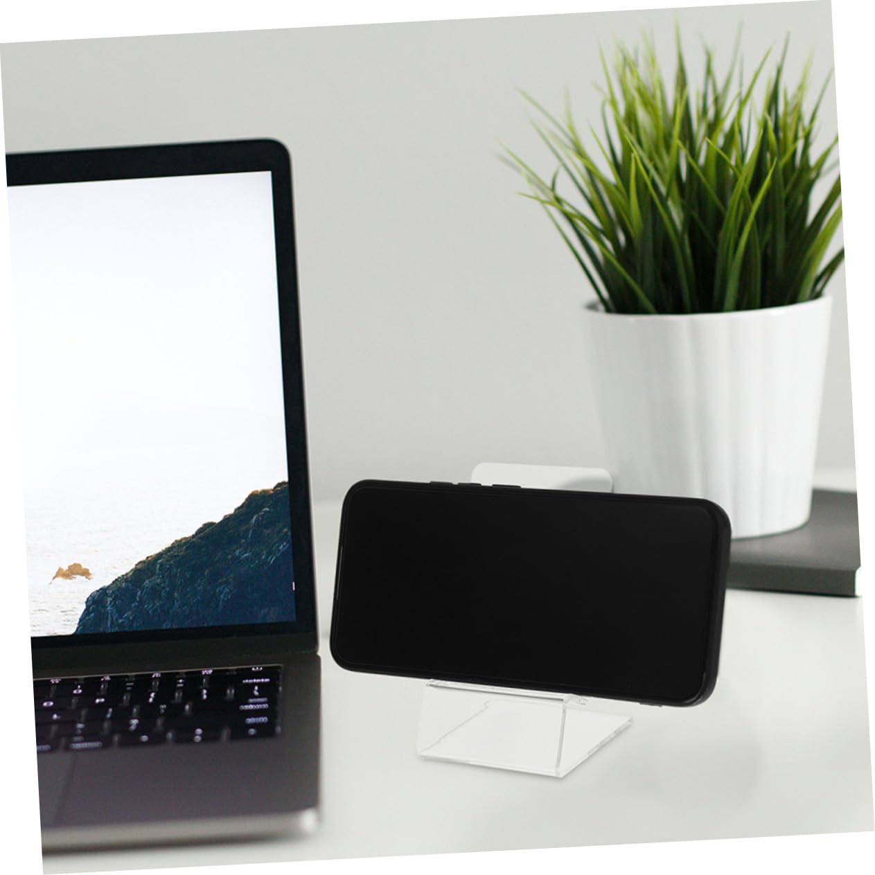 HOMSFOU Soporte para Teléfono Móvil Transparente De Escritorio para Uso En Oficina y Hogar, Compatible con Múltiples Modelos, Diseño Estable y Compacto, Paquete De 15 Unidades