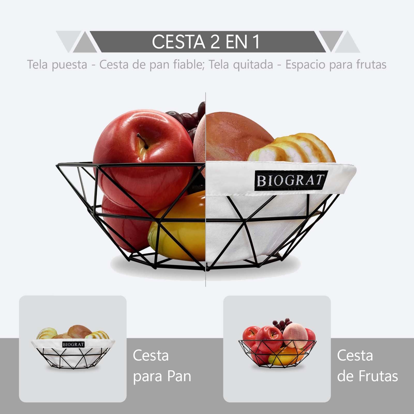 Cesta Pan de Metal con Tela de Mesa para Hostelería, Ø 26,5 cm Fruteros Modernos, 1 Pz