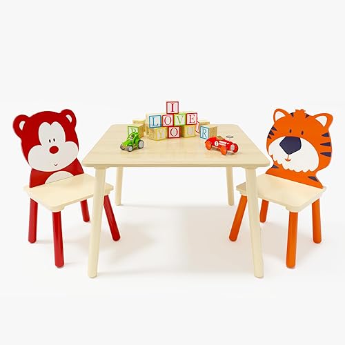 Juego de mesa y 2 sillas para niños, juego de mesa de actividades de madera de 3 piezas, juego de mesa y silla para niños y niñas, guardería, hogar,