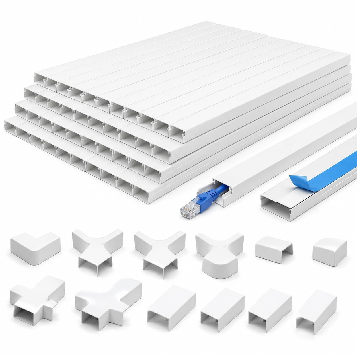6m 15×10mm White Self Adhesive Cable Trunking for Electric & Network Wires