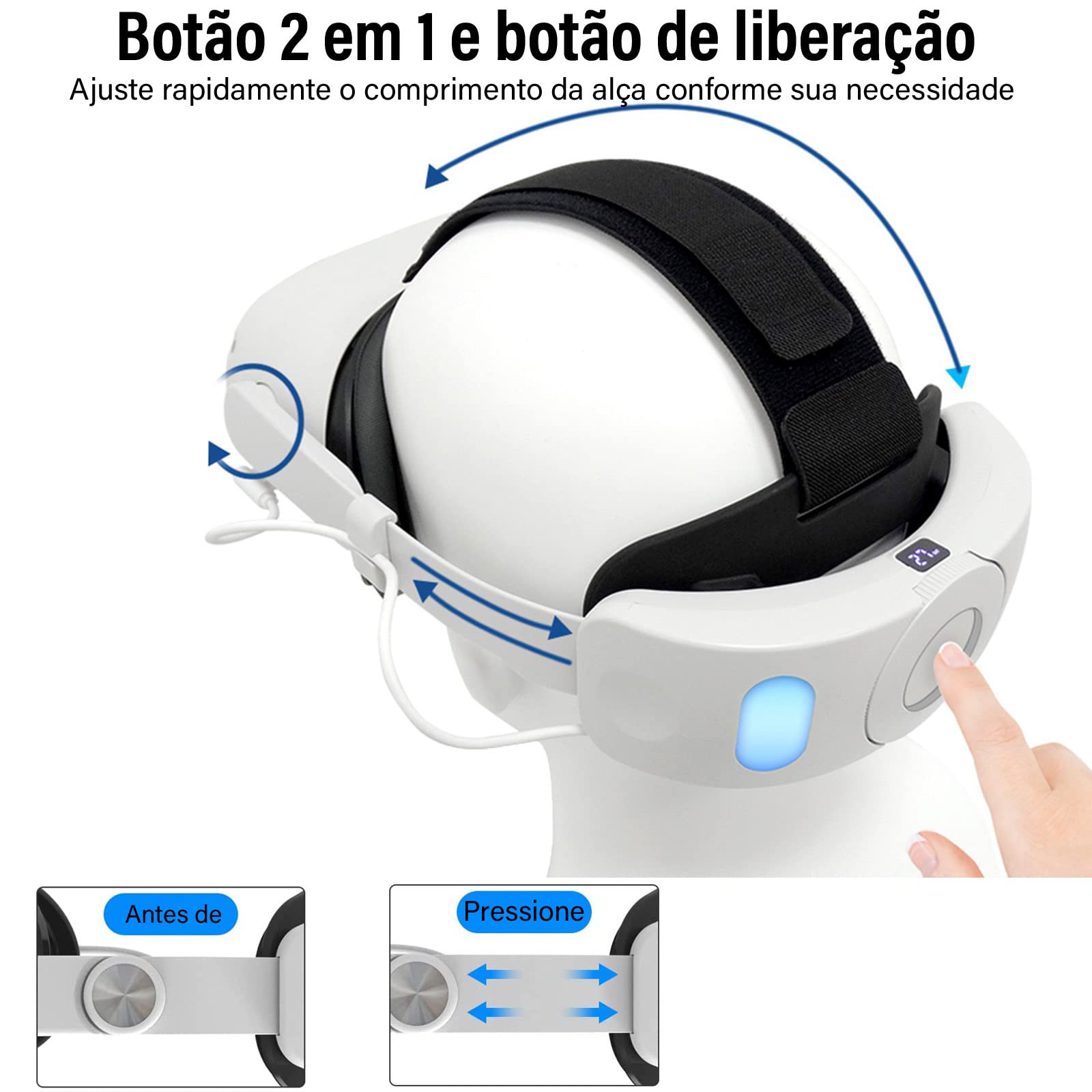Elite Opaska Z Baterią Do Oculus Quest 2, Regulowana Opaska Na Głowę I Bateria 6000mAh, Lampka Oddechowa RGB, Poprawiają Wrażenia Z Gry I Zapewniają Wygodne Akcesoria VR Dla Dzieci I Dorosłych.