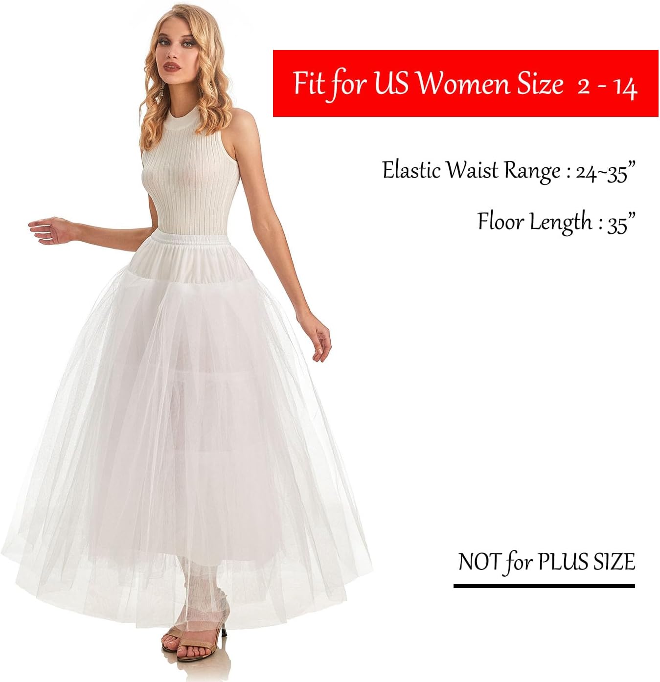 Hoopless Petticoat Crinoline Slip Underskirt for Bridal Wedding Dress WPT109 - Image 3
