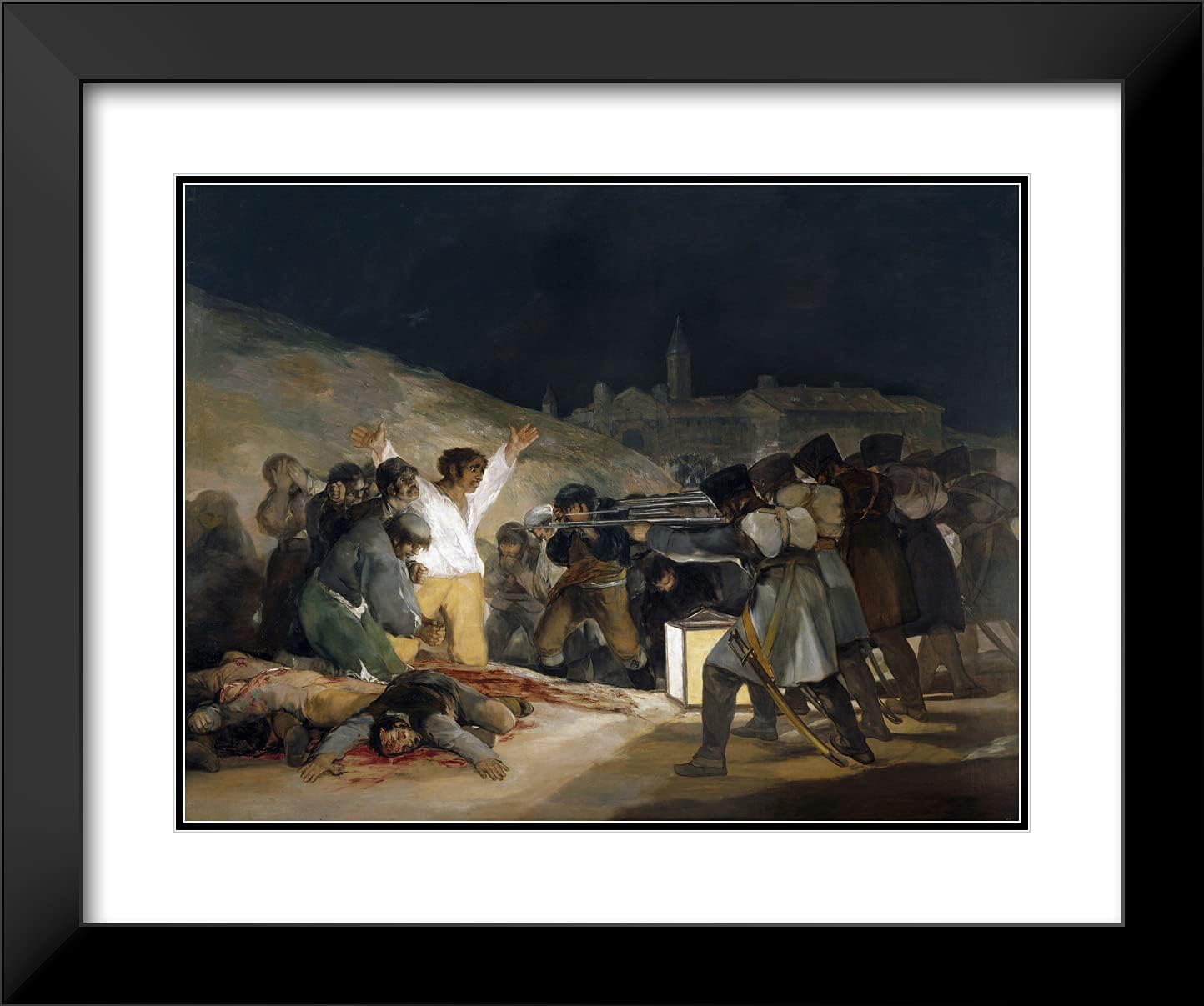 ArtDirect Goya, Francisco 24x20 Black Modern Framed Art Print with Double Matting Titled: The Third of May 1808 Execution of the Defenders of Madrid