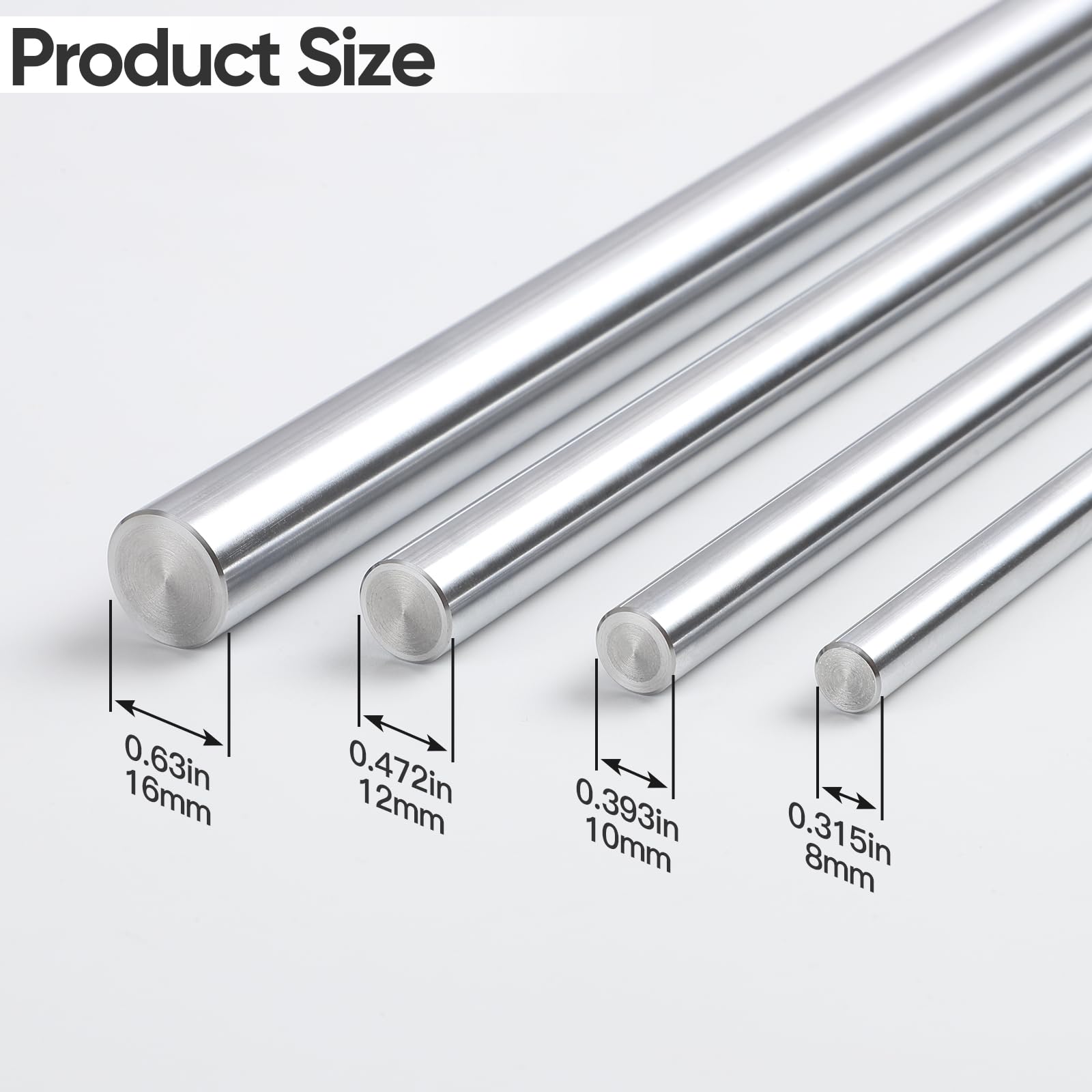 16mm x 200mm (0.63 x 7.87 inch) Linear Motion Rod Shaft- Case-Hardened Chrome Linear Rail Guide for 3D Printers, CNC, Robotics & DIY - Metric h8 Tolerance — Amazon image 2