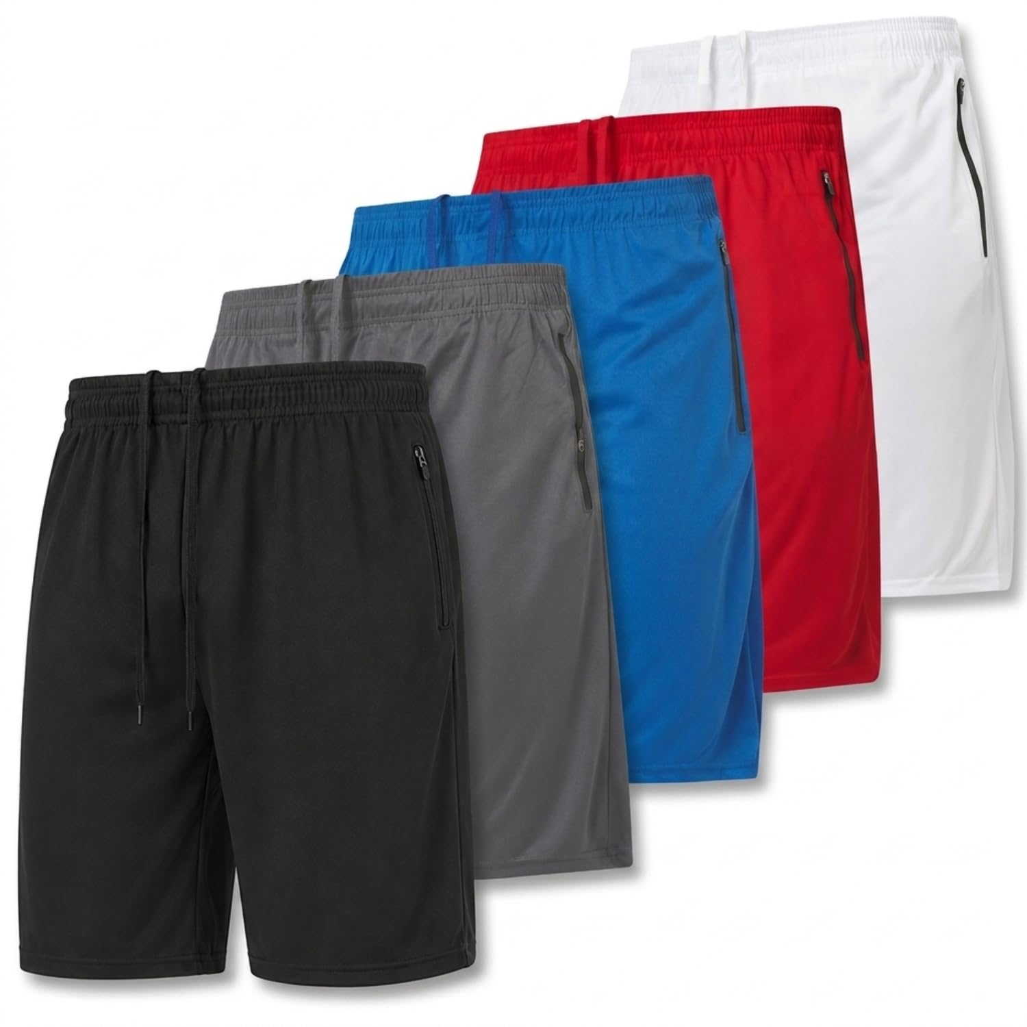 ultra performance mens 5 pack athletic running shorts, loose fit basketball gym workout shorts for men with zippered pockets