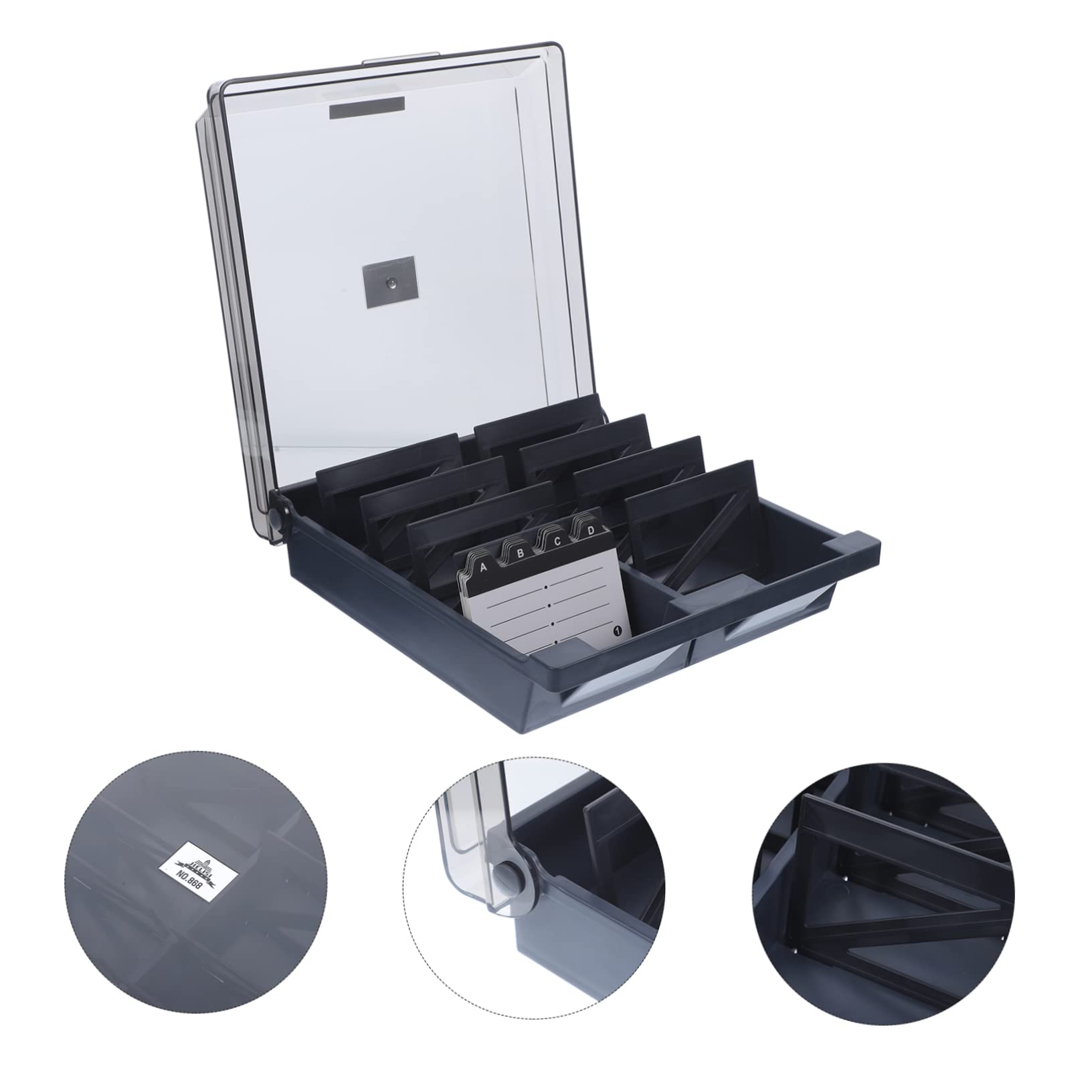 NUOBESTY Visitenkartenbox Einfacher Abs Karten mit 1000 aus Kapazität und Transparente Robuster Kartenorganisator Eleganter Kartenhalter für Büro Professionellen Schreibtisch
