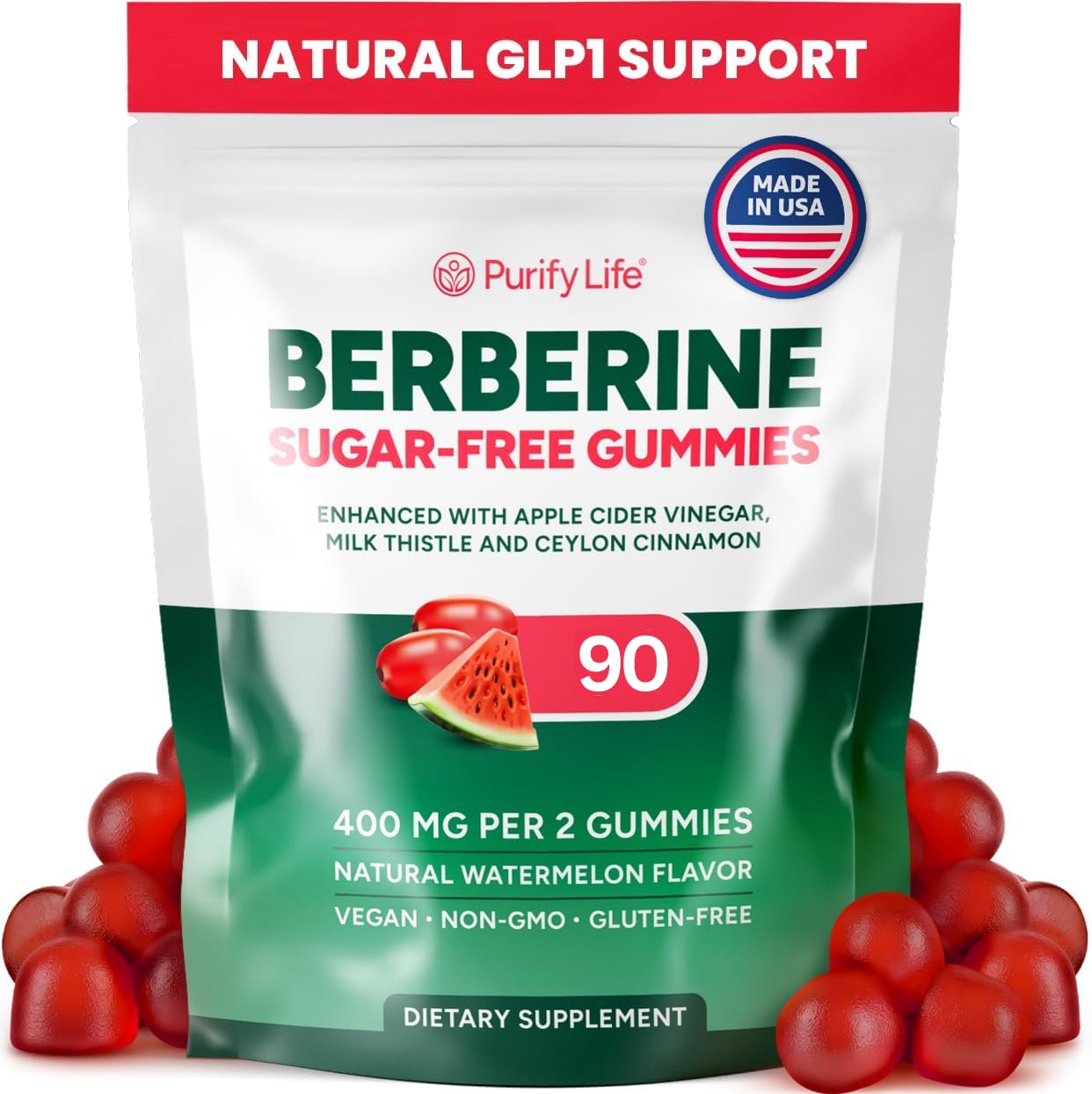 Sugar-Free Berberine Gummies - with Ceylon Cinnamon, Milk Thistle & ACV - No More Capsules or Pills