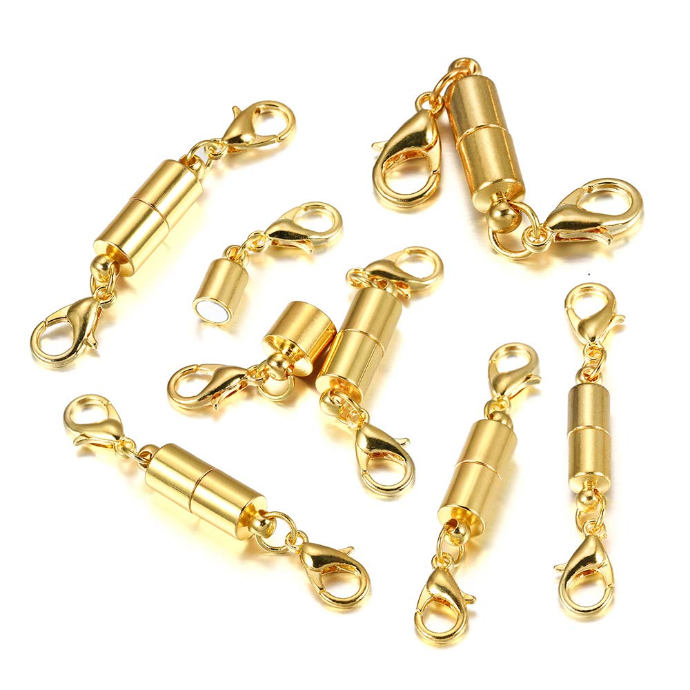 Wisiorek 5 sztuk/partia metalowe miedziane zapięcia magnetyczne z karabińczykiem do skórzanych bransoletek naszyjnik złącza (złoto 6mm)