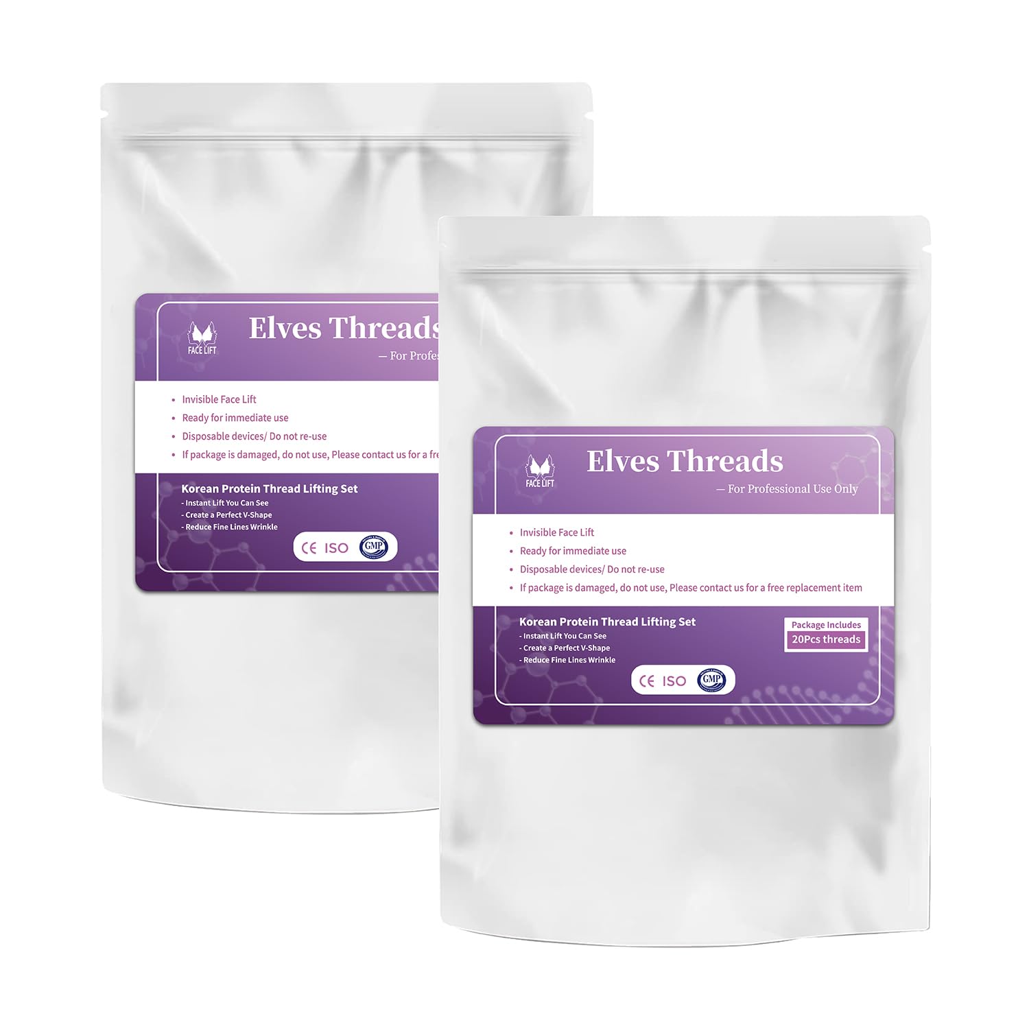 Elves PDO Threads Lift for Face Whole Body Lifting/Mono Screw Smooth Type/Screw Mono PDO Threads for Face lift/Protein Threads for Face/ 20pcs(30G25mm)