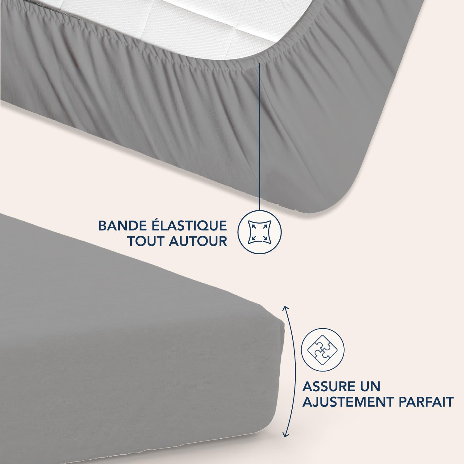 Dreamzie Drap Housse 140x190/200 Bonnet 35 cm Microfibre Anthracite Certifié Oeko TEX
