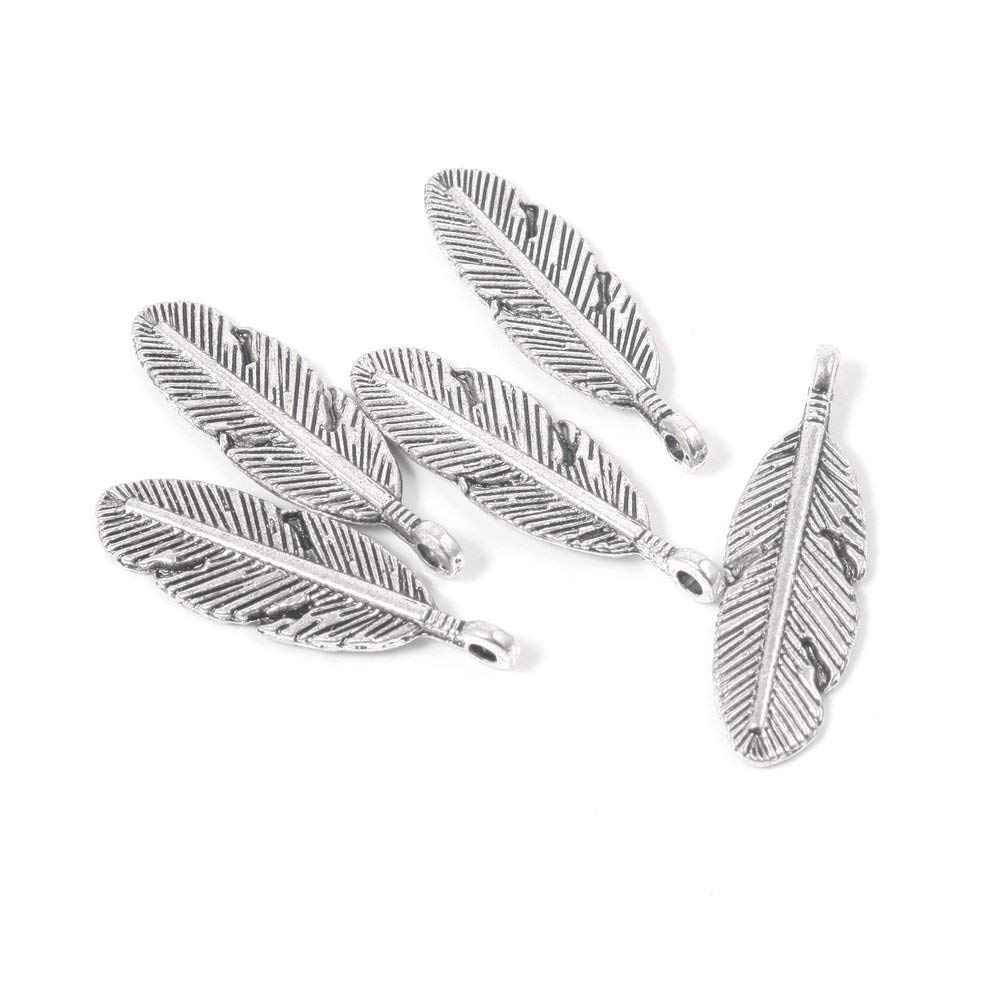 Zuoyou 50pcs Feather Charms DIY Metal Pendants Spacer Beads for Jewelry Making - Image 2