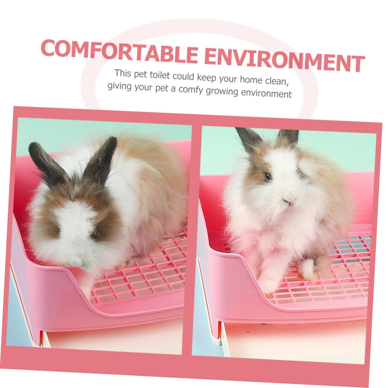 Meerschweinchen Katzentoilette aus Kunststoff mit Hohem Zaun Abnehmbarem Gitter und Großem Stauraum Rechteckige Kleintiertoilette für Kaninchen Hamster und Kleine Haustiere