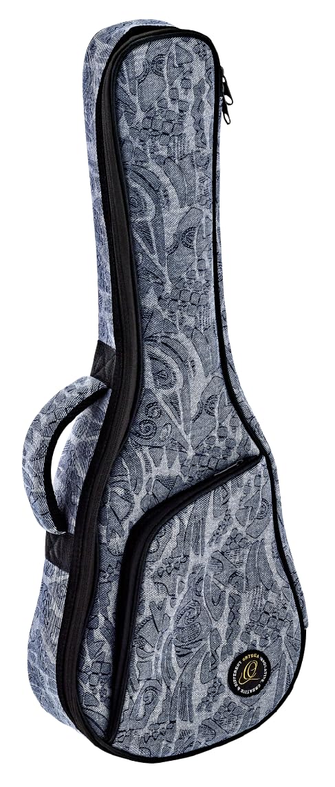 Ortega Guitars Jean Ukulele Gigbag - Tenor Ukulele Tasche - Höhe 69 cm - Breite 24 cm - Mit Schultergurten - Baumwolle / Leinen, Blau (OUB-TE-BLJ)