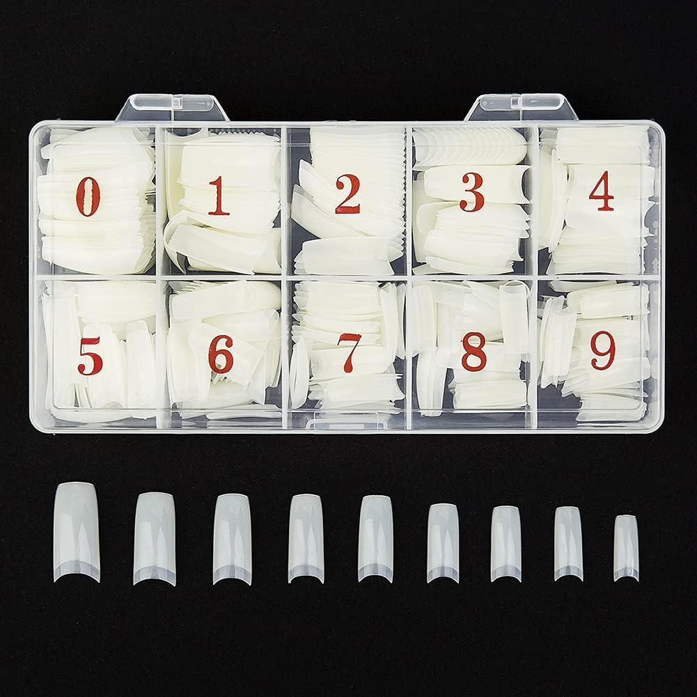 Beuniar Acrylic Nail Tips Natural 500Pcs French Artificial False Tip for Manicure Nails Art Salons & Home DIY
