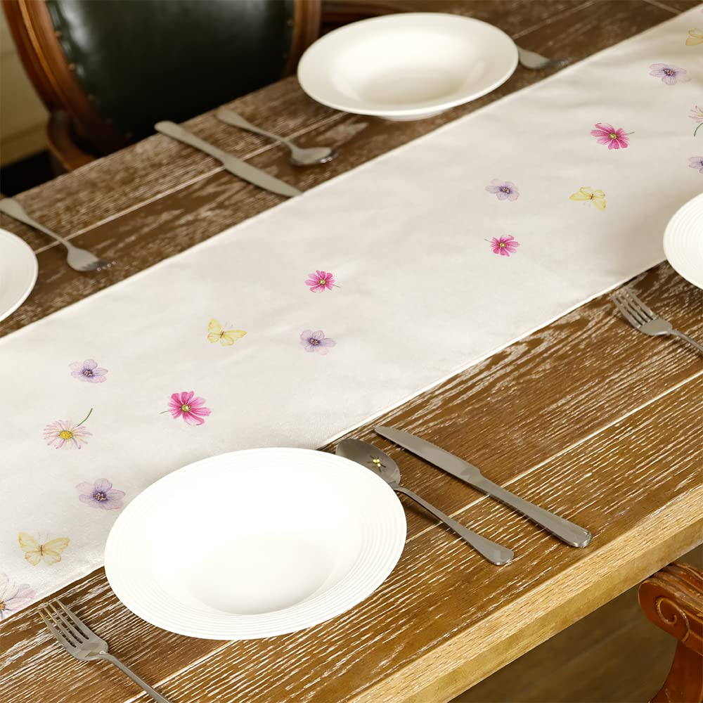 Runner Da Tavola Floreale Primaverile 33x183 Cm, Lavanda, In Tela Di Iuta, Decorazione Per Cucina E Sala Da Pranzo, Regalo - 3