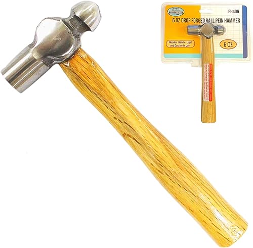 Artesia Tool - Mini martillo de bola de 6 pulgadas, 4 onzas, mango de madera, cabeza de acero forjado en gota, ideal para metalurgia, diseño de