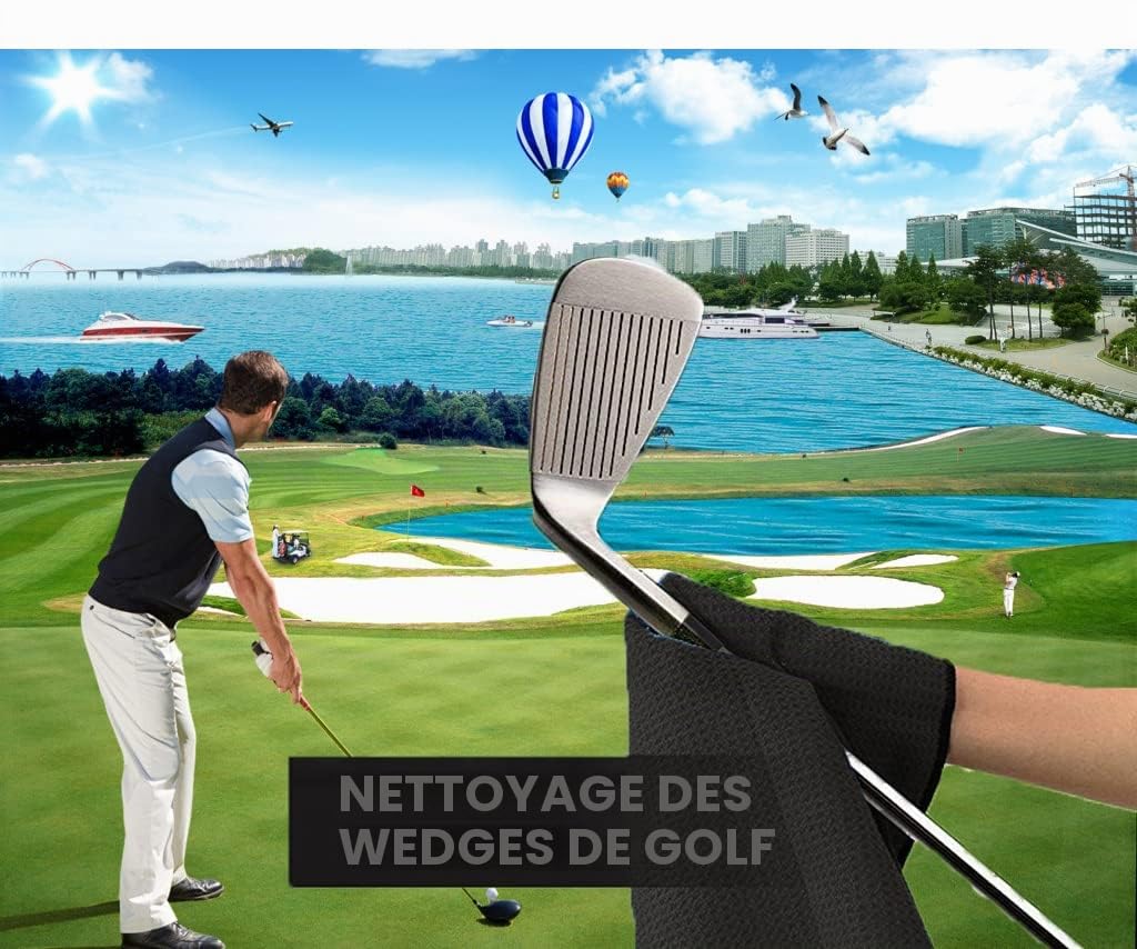 Kit de Nettoyage pour Club de Golf - Brosse de Nettoyage Pliable en Microfibre - Outil de réparation de Golf avec marqueur de Balle - Kit de Nettoyage Pratique pour golfeurs