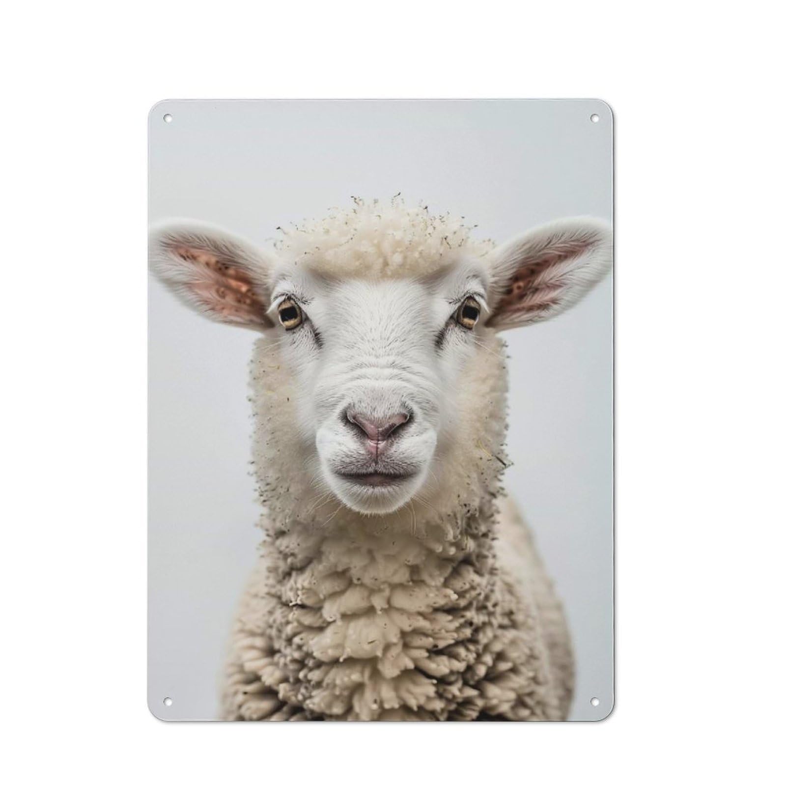 Junmoney Style-6 Metal Gift Sign With Sheep Face Design 40X30cm, Character Room Wall Plaque For Flat, Dorm Room, Lounge Or Cafe