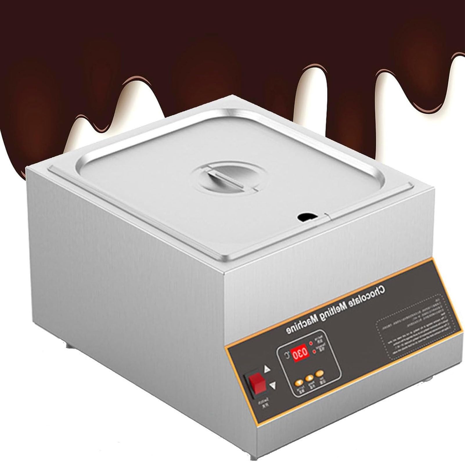 Máquina para atemperar chocolate, máquina comercial para fundir chocolate, fundidor de chocolate de 0 a 85 ℃, olla de fusión y calentamiento de acero inoxidable de 1/2/4 tanques Single-Cylinder