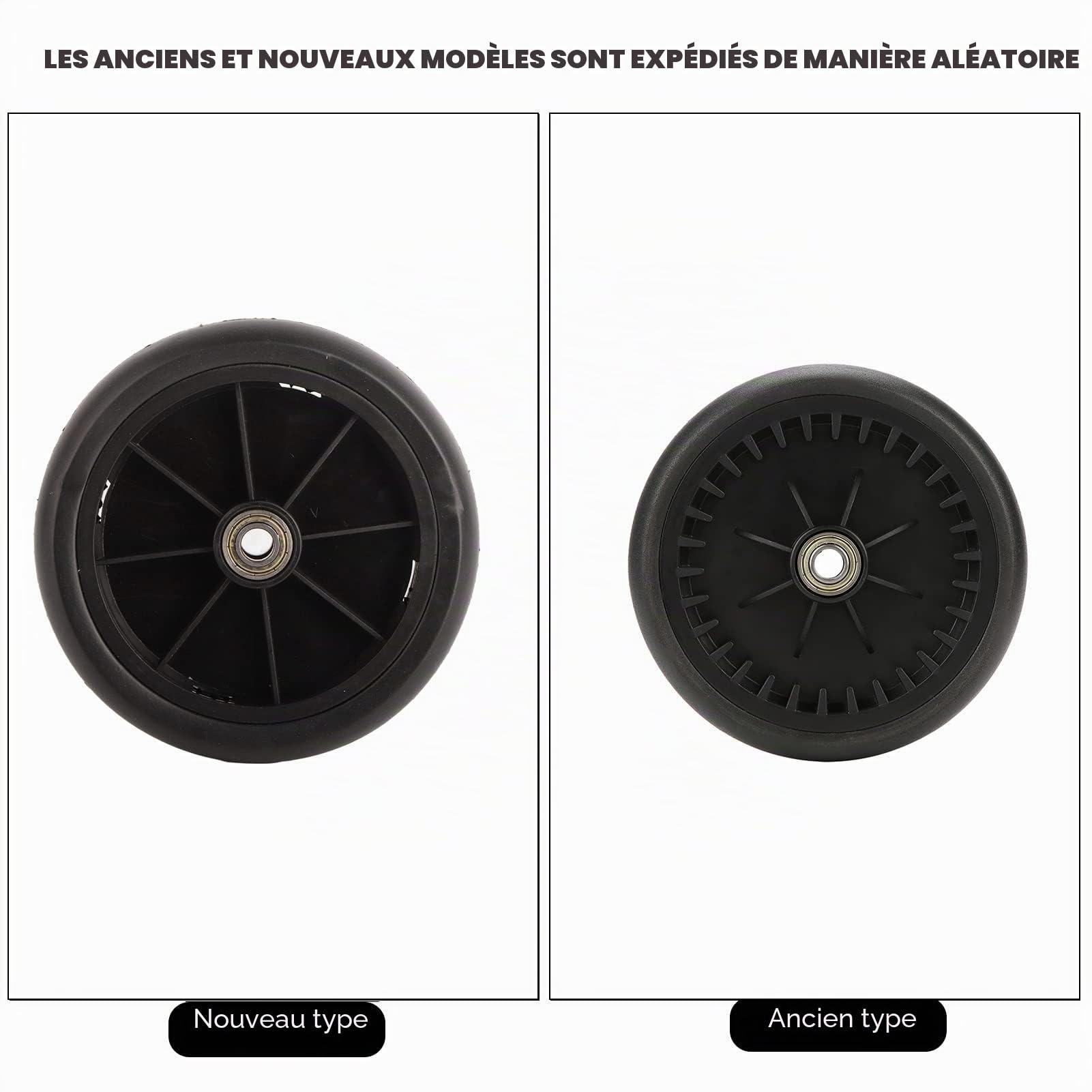 Roues Poussette, Roues Arrière Avant en Caoutchouc 13cm/5.1in avec Roulement, Accessoire de Rechange Compatible pour Poussette Bébé
