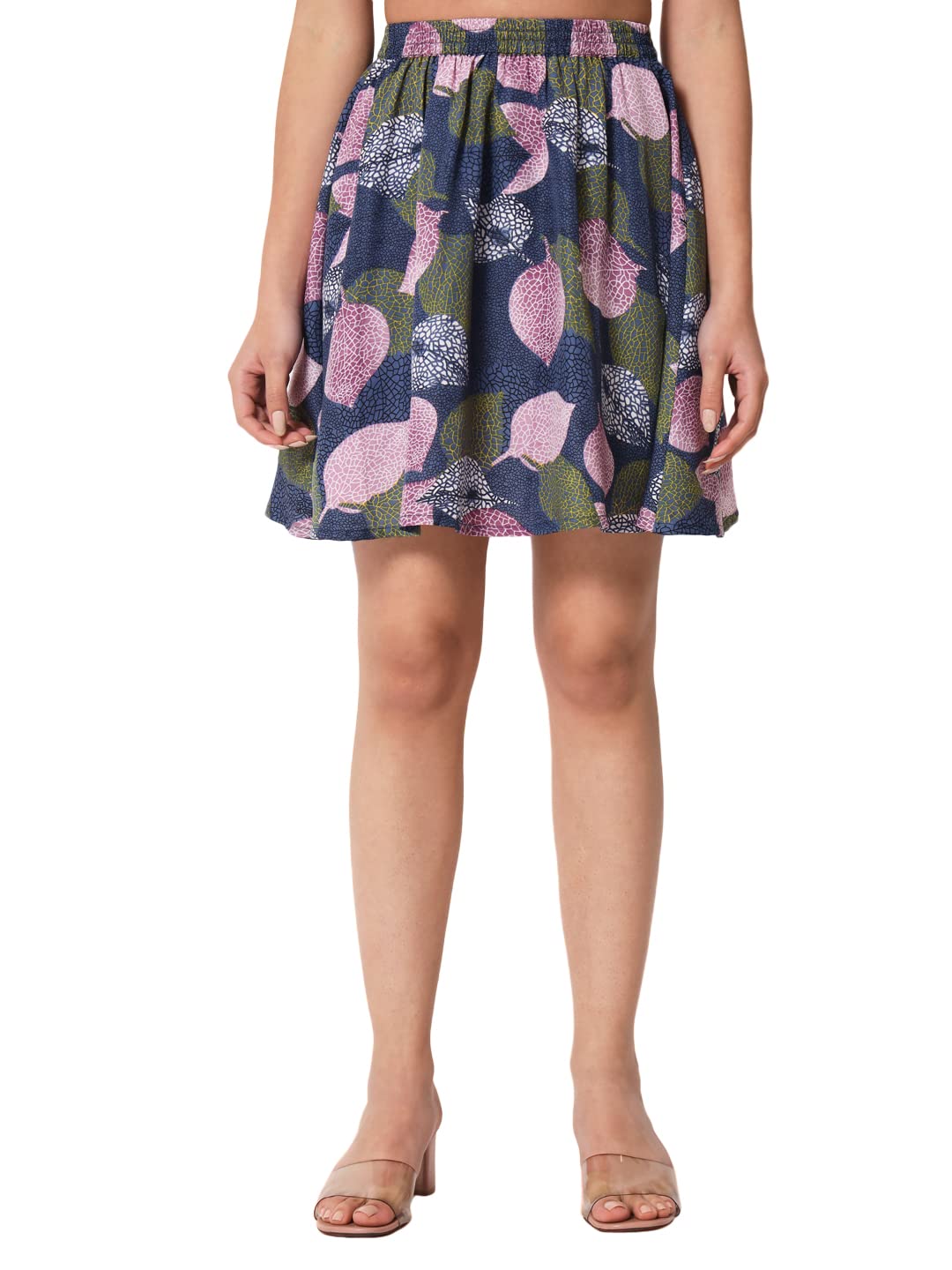 all ways you Women's Casual Leaf Print Poly Crepe Above Knee Length Skirt for Women (A2107SKPR491)-picture-43