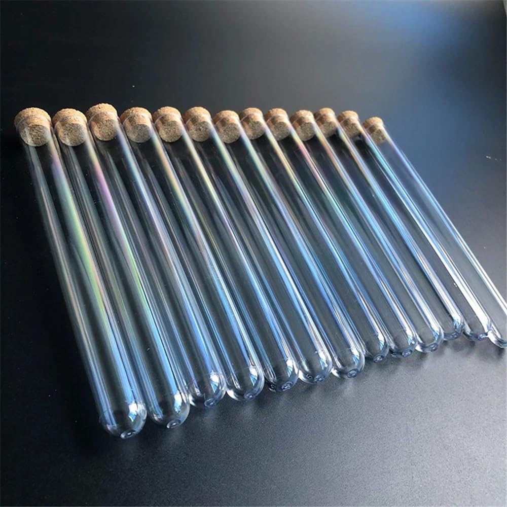 100 sztuk przezroczystych plastikowych probówek 15 x 150 mm z korkiem do eksperymentów laboratoryjnych