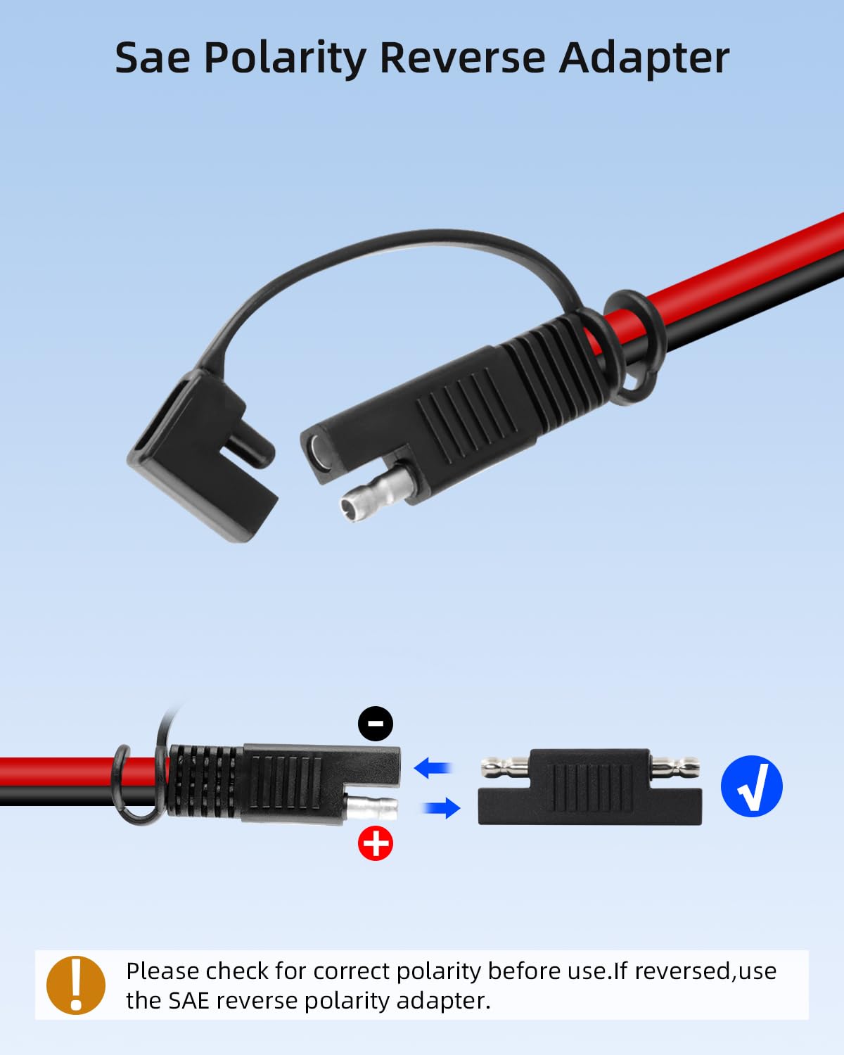 Przedłużacz adaptera YANBORONSN XT60 do SAE, XT60 żeński do SAE z adapterem odwrócenia polaryzacji do przenośnych paneli słonecznych elektrowni słonecznych (3FT)