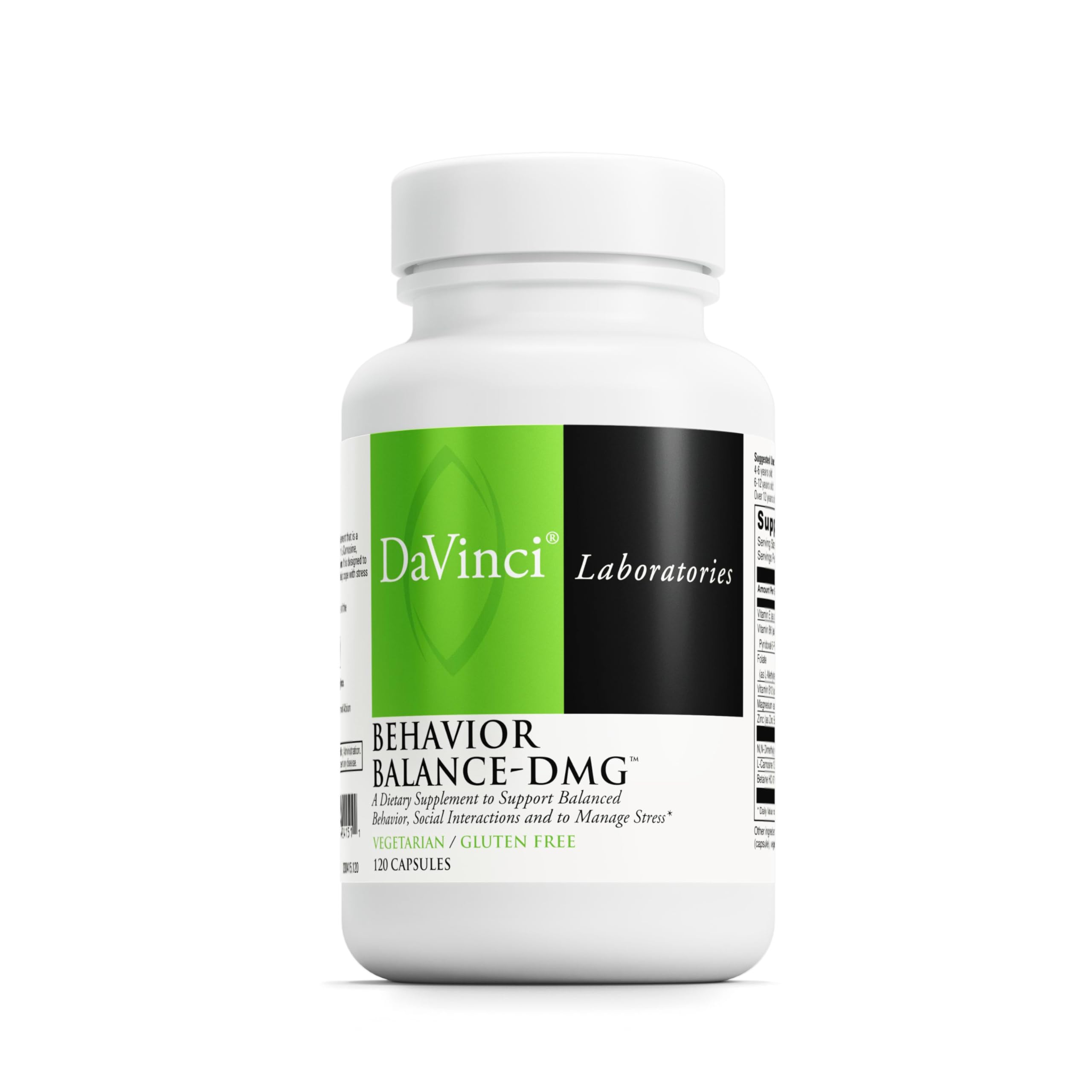 DAVINCI Labs Behavior Balance-DMG - Dietary Supplement to Support Clarity, Social Skills, Stress Coping, and Immune Health* - with Vitamin E, B6, Zinc and More - Gluten-Free - 120 Vegetarian Capsules