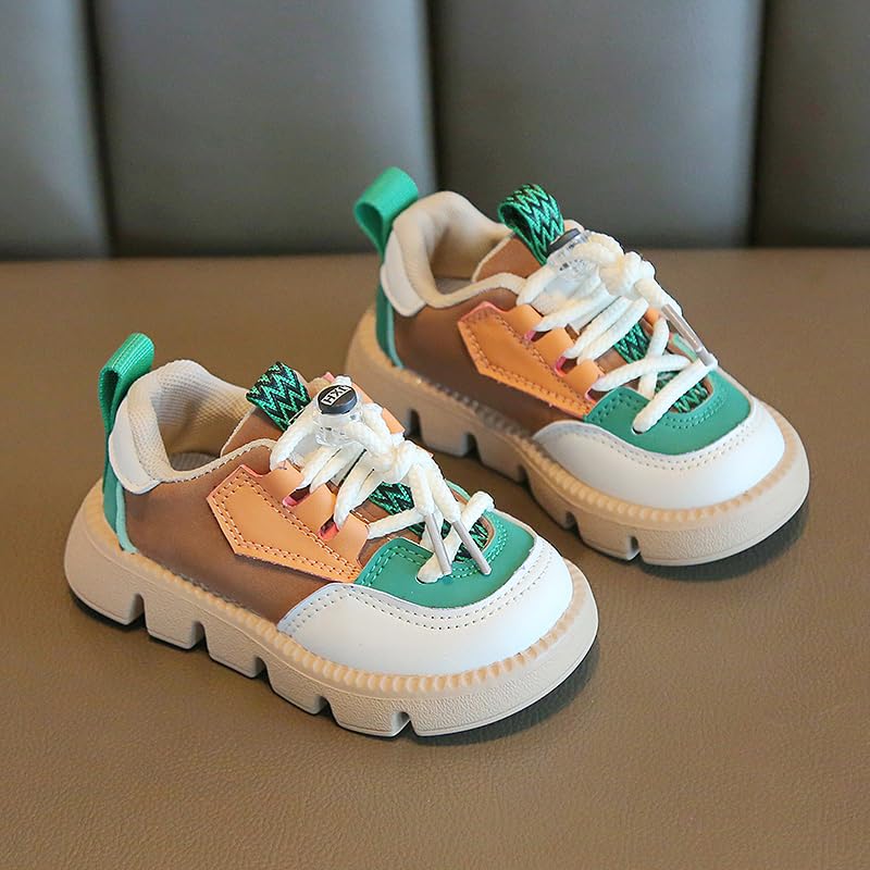 Kids Fashion Sneakers, Chunky Platform Sole, Pink Mint Color Block Design, Casual Athletic Walking Shoes4