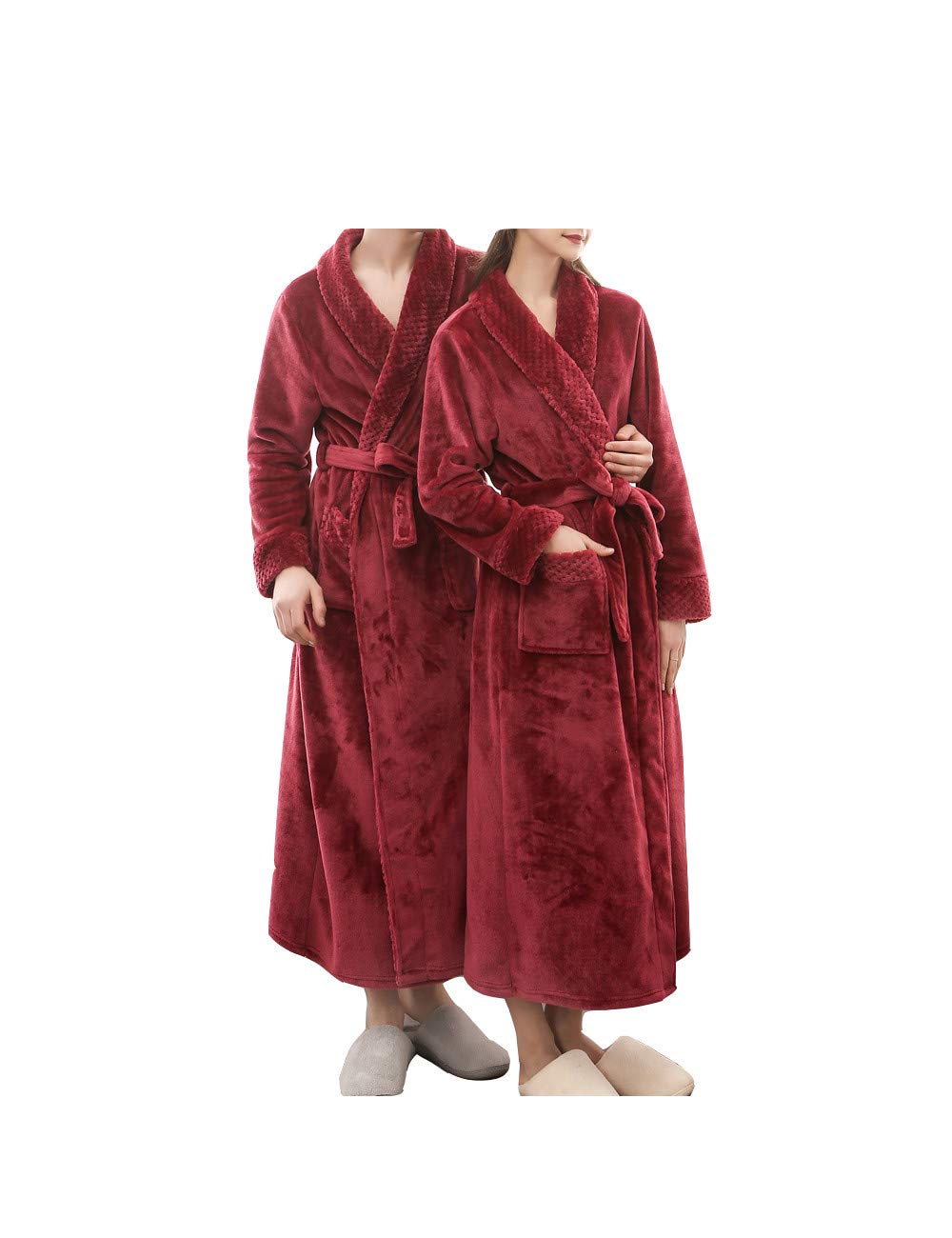 DCMINI Women's Plush Soft Warm Fleece Bathrobe, Comfy Womens Robe Couple Bathrobes