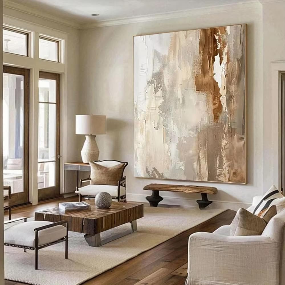 DFZEWKI Abstract Canvas Painting Beige Blue Gray Minimalist Art Wall Art for Home Decor Artwork(50x70cm(20x28in)/No frame)