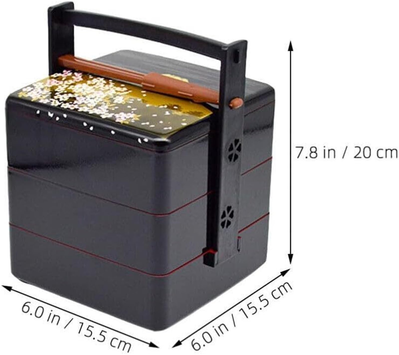 Boîte à lunch japonaise Bento Box pour adultes | Récipient à sushi vintage à trois couches | Ensemble de bento à collation traditionnelle