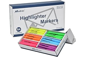 MADISI Highlighters, Chisel Tip, Assorted Colors, Bulk Pack, 84-Count