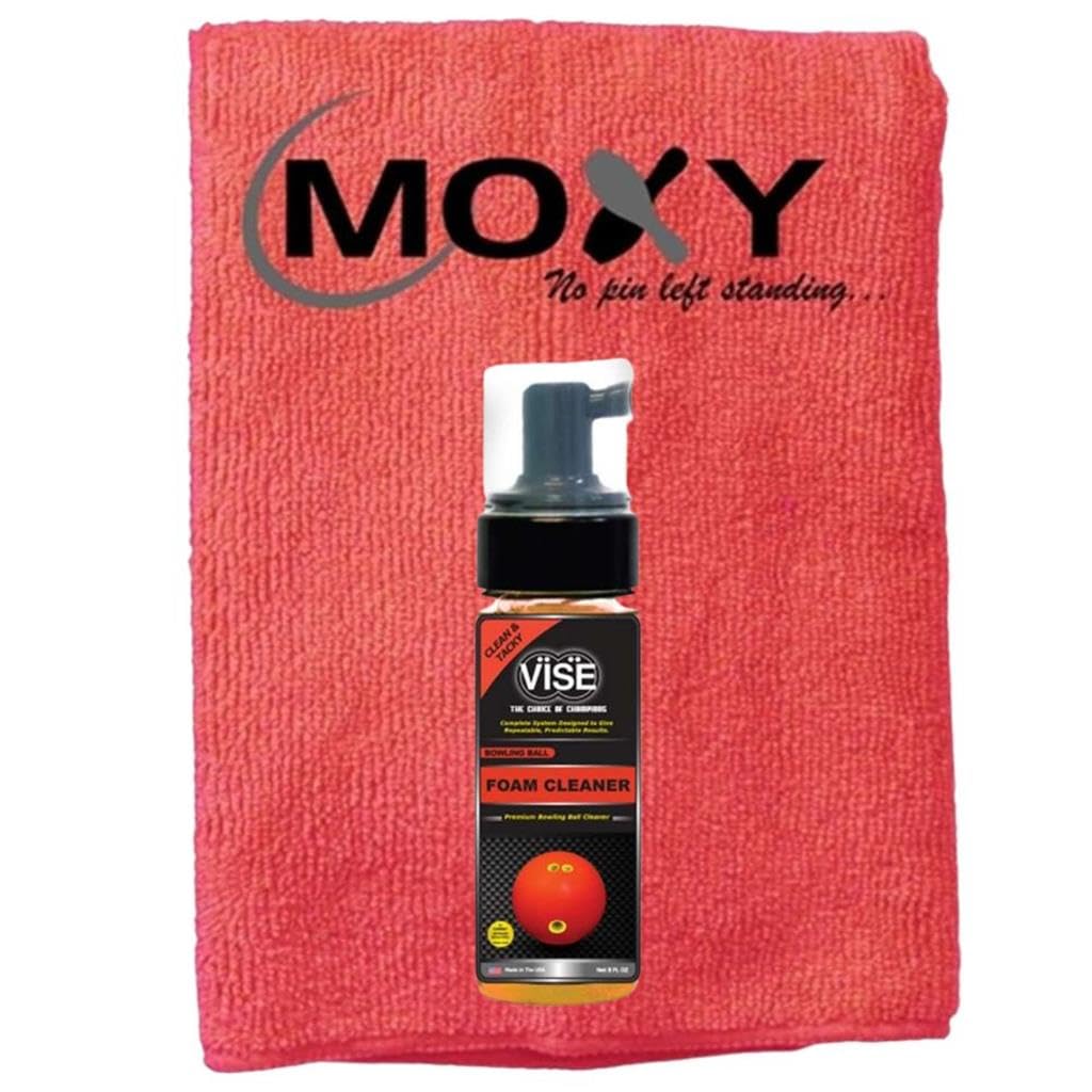 Bowlerstore Products Vise Foam Bowling Ball Cleaner 8oz with Moxy Micro Fiber Cleaning Towel (Red)