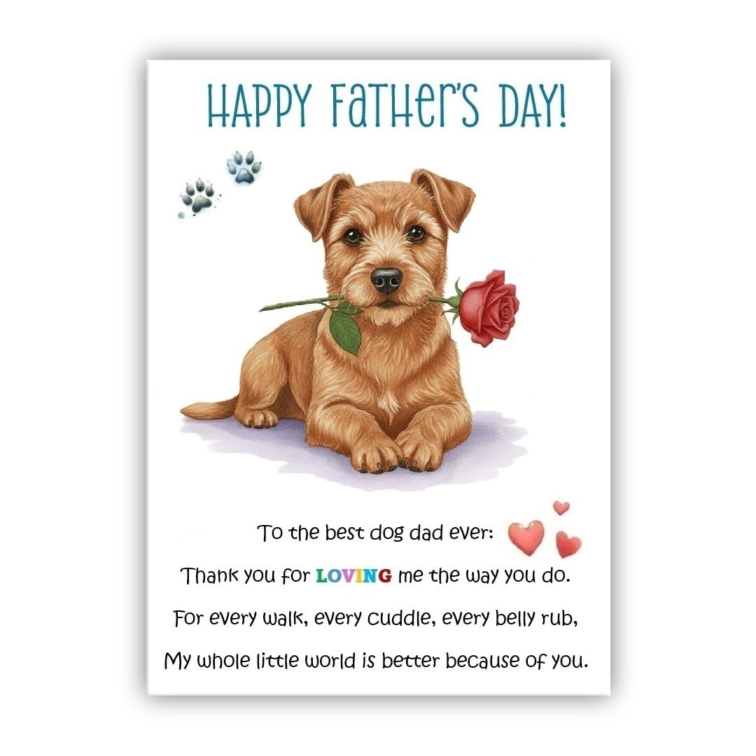 Father’s Day Card From the Dog. Multiple Breeds Available. Cute Fathers Day Pet Card. To The Best Dog Dad Ever (• Norfolk Terrier)
