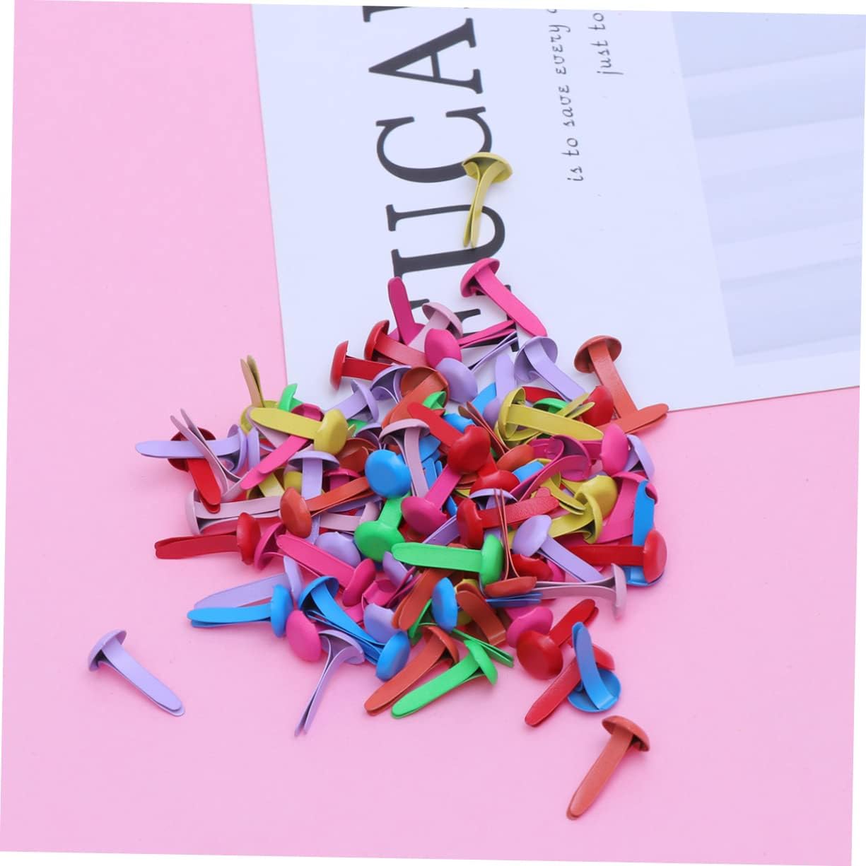 SEWACC 100pcs Fasteners for Round Brads Pastel Brads for Scrapbooking Craft Pins Heads