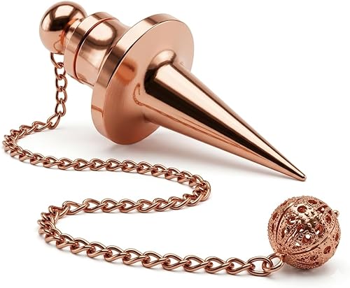 Péndulo de cobre con disco abierto de cono largo para curación de Reiki, radiestesia y equilibrio de chakras, herramienta de adivinación y