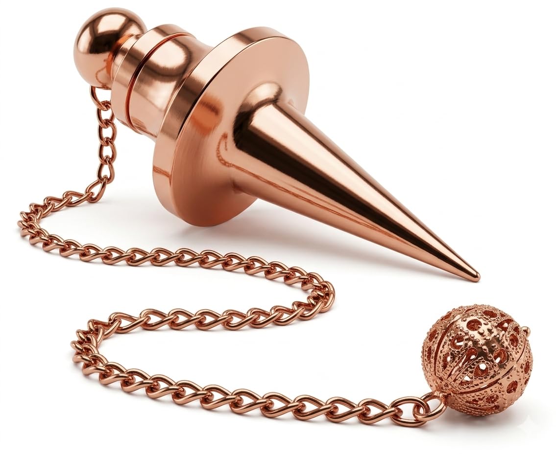 Long Cone Openable Disc Copper Pendulum for Reiki Healing, Dowsing &amp; Chakra Balancing – Divination &amp; Meditation Tool for Energy Cleansing