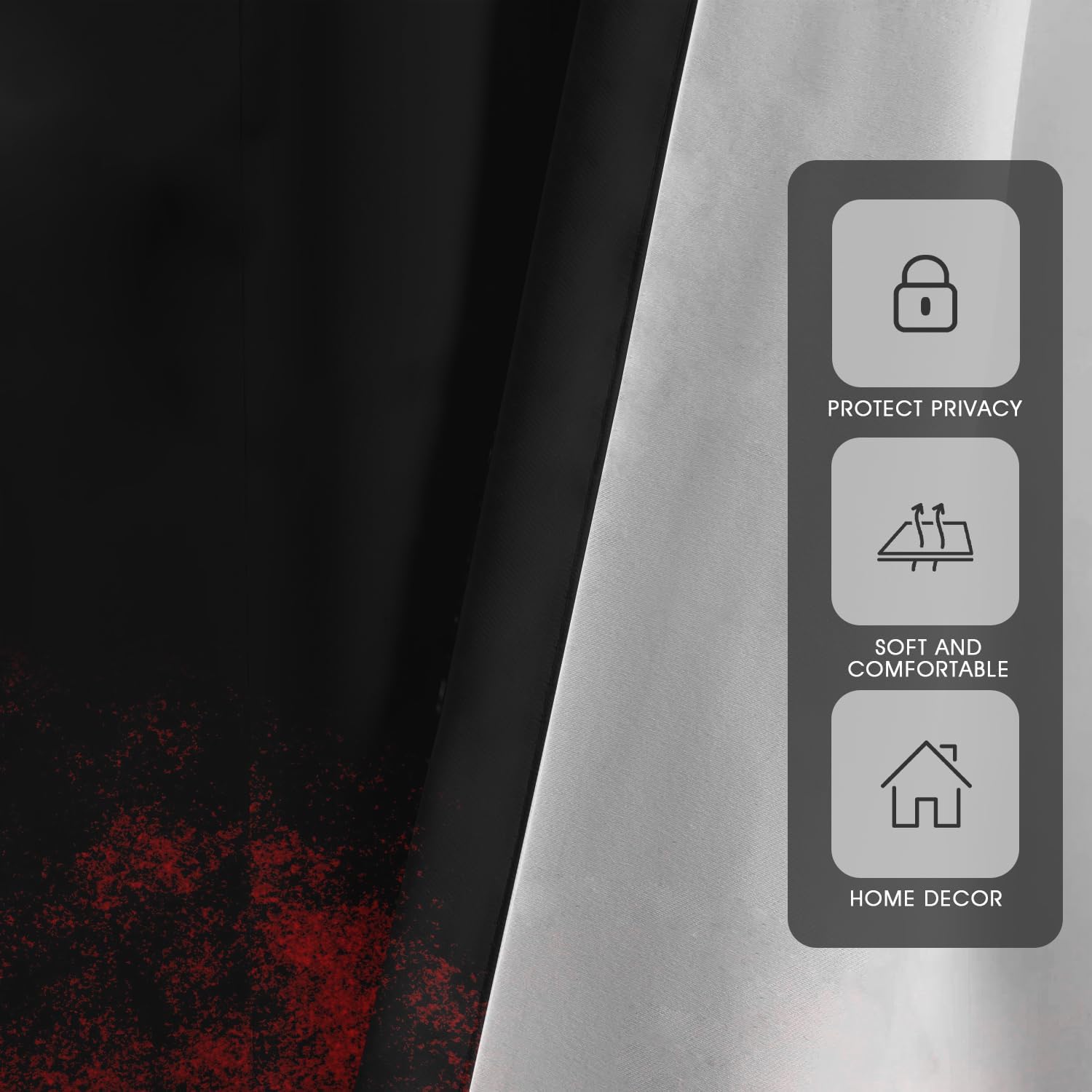 zokyer Red and Black Window Curtain Ombre Gamer Gaming Boys Abstract Fire Modern Mens Teen Gradient Simple Art 42" W x 63" L Curtains Set for Bedroom Living Room Bathroom 2 Panels Rod Pocket Drapes