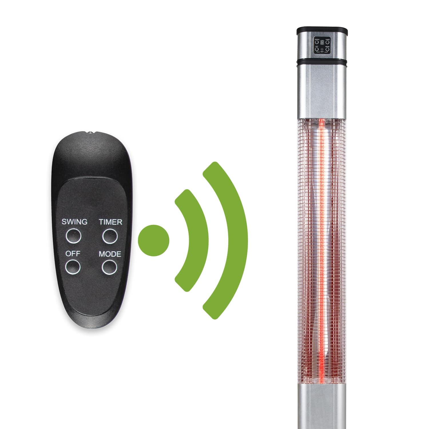 empasa elektrische Heizsäule 'Tower UP' elektrischer Heizer Elektroheizer Infrarot Stand-Heizstrahler Terrassenheizer Terrassenstrahler mit Drehfunktion, Fernbedienung und Abdeckhaube
