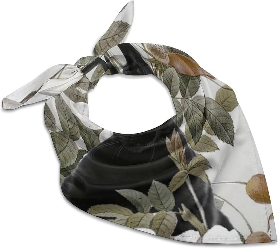 Amazon.co.jp: 黒猫 ネコ柄 猫柄 シルクスカーフ ストール スカーフ