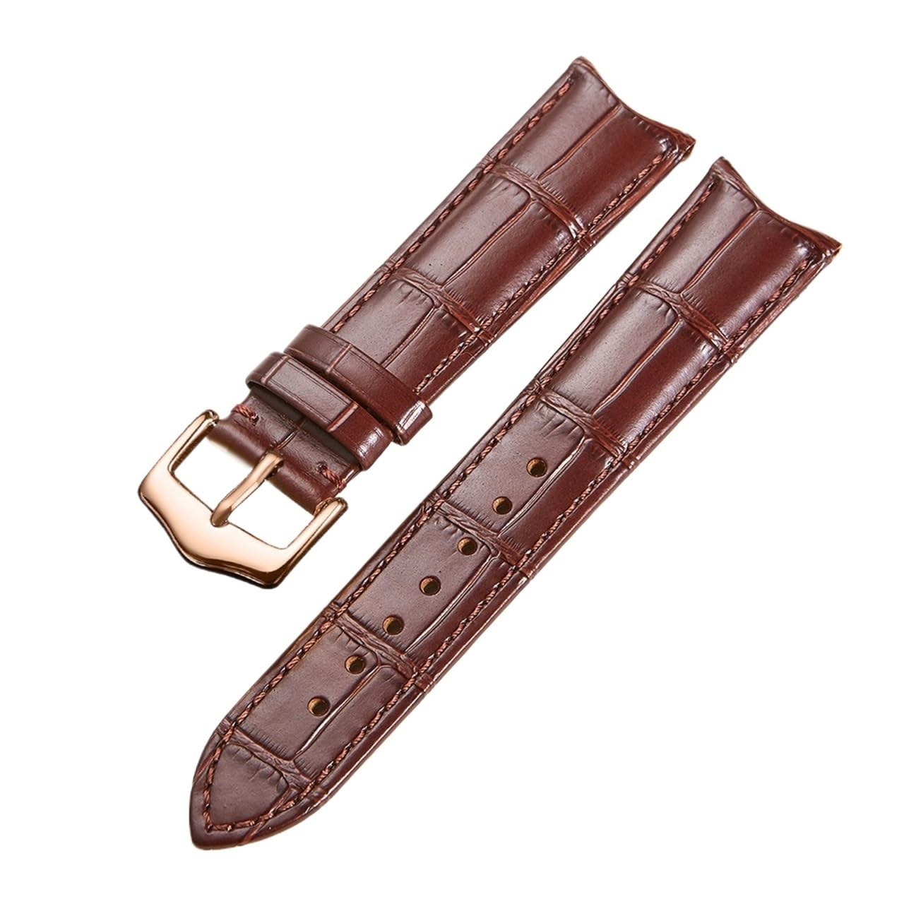 SUNJIA Cinturino per orologio in pelle con estremità ad arco, 19 mm, 20 mm, 21 mm, 22 m, adattatore con estremità curva, fibbia in acciaio