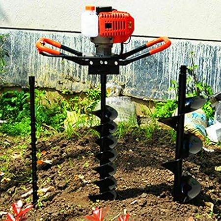 WSIKGHU Taladro de gasolina de 2 tiempos, 52 cc, refrigerado por aire, 200 mm, juego de herramientas de plantación, adecuado para la plantación del jardín y la (100 mm, 150 mm, 200 mm)