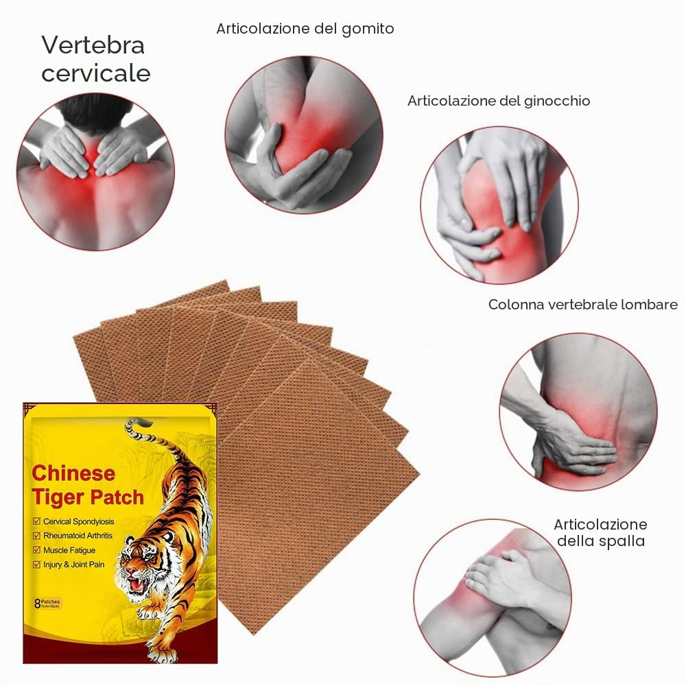 80 Pcs Cerotti Antidolorifici, Cerotto Antidolorifico della Tigre, Cerotti Riscaldanti Schiena, Cerotti Antidolorifici Schiena per Mal di Schiena, Ernia del Disco Lombare, Muscoli Della Schiena